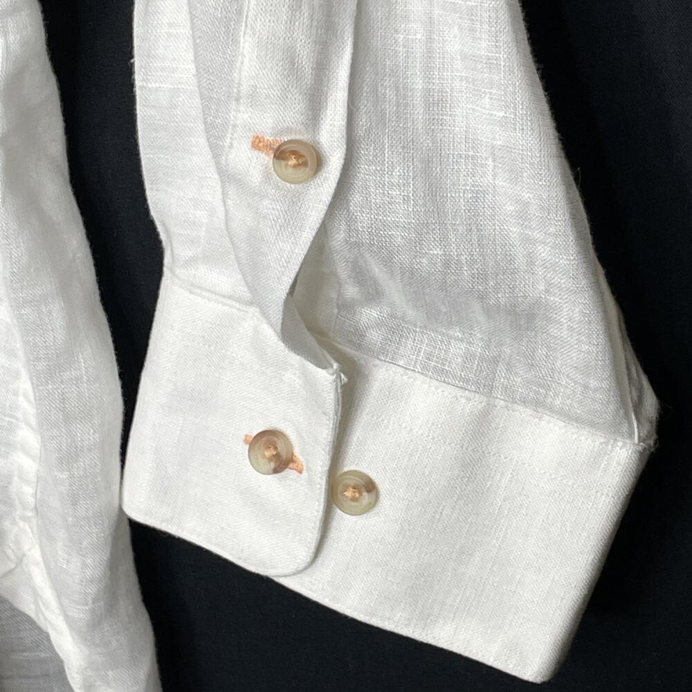 Paul Fredrick Linen Button Shirt Size XXL White Yellow Finest Pure Linen Floral - Picture 5 of 12